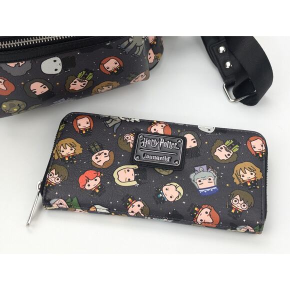 Loungefly Harry Potter Chibi Character All Over Print Backpack & Wallet Set - Picture 2 of 8
